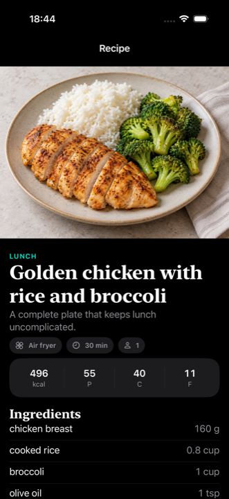 Real ingredient and preparation details