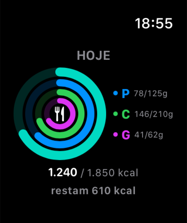 Calorias e macronutrientes no Apple Watch
